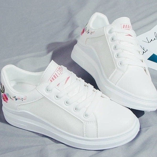 Women's net shoes breathable mesh white shoes women No Tie Sneakers