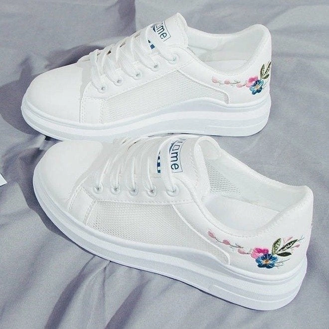 White Converse Platform Sneakers Women's net shoes breathable mesh white shoes women