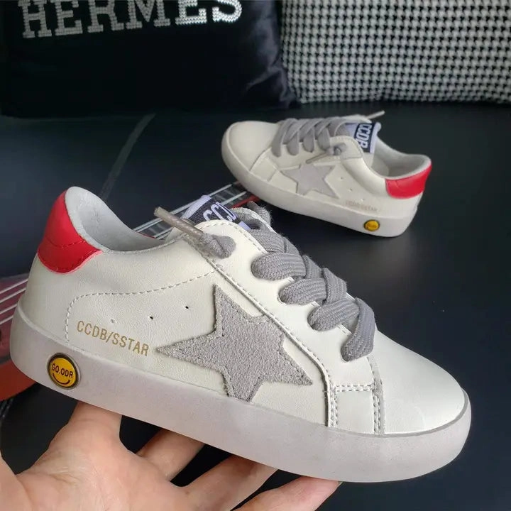 White with Grey star sneakers with red details Dirty Laundry Sneakers