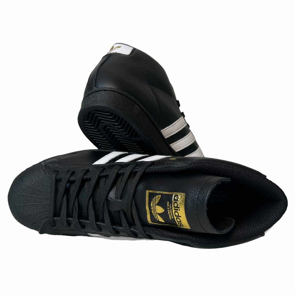 Velvet Adidas Shoes Adidas Pro Model ADV Black White Gold Leather Shoes