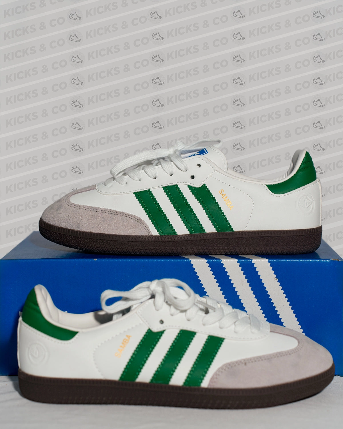 Liberty Adidas Shoes ADIDAS SAMBA VEGAN 'CLOUD WHITE/GREEN-SUPPLIER COLOR'