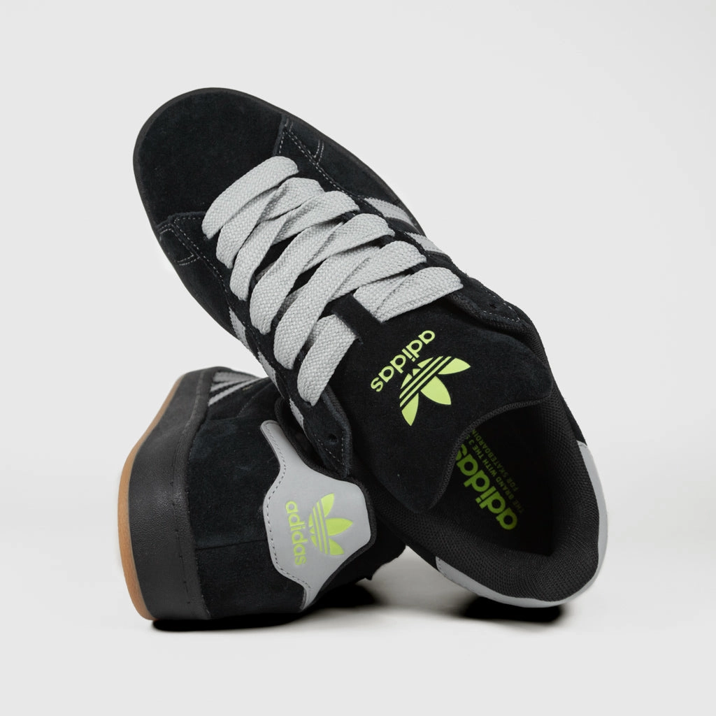 Skate Style Steel Toe Shoes Adidas Skateboarding - Campus 90s ADV Shoes - Core Black / Grey Two / Gold Metallic