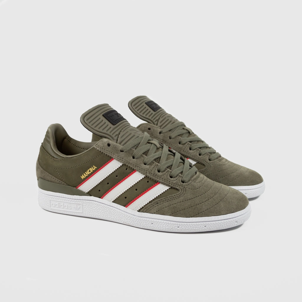 Adidas Skateboarding - Dan Mancina Busenitz Shoes - Olive Strata / Red / Cloud White Adidas Shoes Sale 70 Off