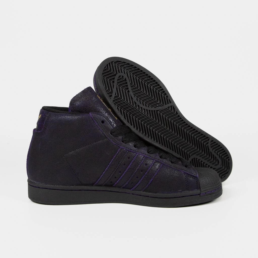 Adidas Skateboarding - Kader Pro Model ADV Shoes - Core Black / Core Black / Dark Purple Adidas Adipower Vector Mid Cricket Shoes