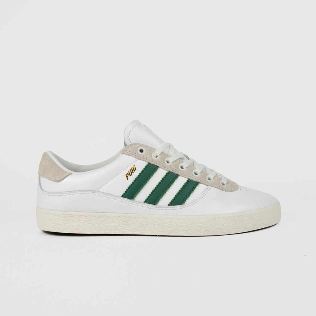 Adidas Skateboarding - Puig Indoor Shoes - Footwear White / Dark Green / Chalk White Newest Adidas Shoes