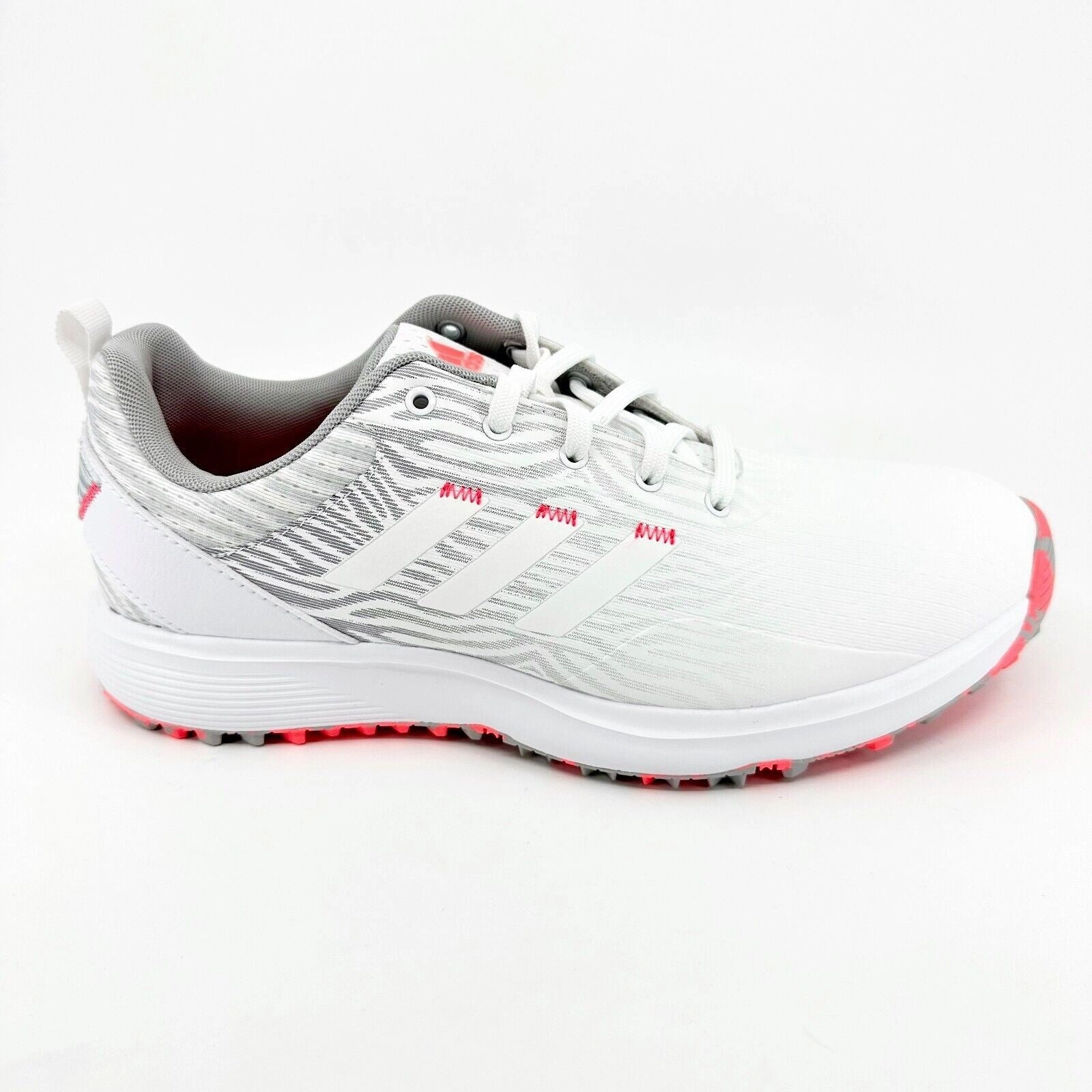 Adidas SZG SL White Pink Womens Waterproof Spikeless Golf Shoes GZ3912 Waterproof Breathable Boat Shoe