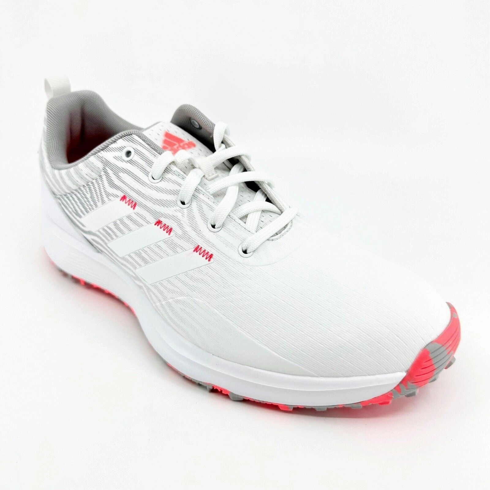 Adidas SZG SL White Pink Womens Waterproof Spikeless Golf Shoes GZ3912 Mesh Material Shoes Waterproof