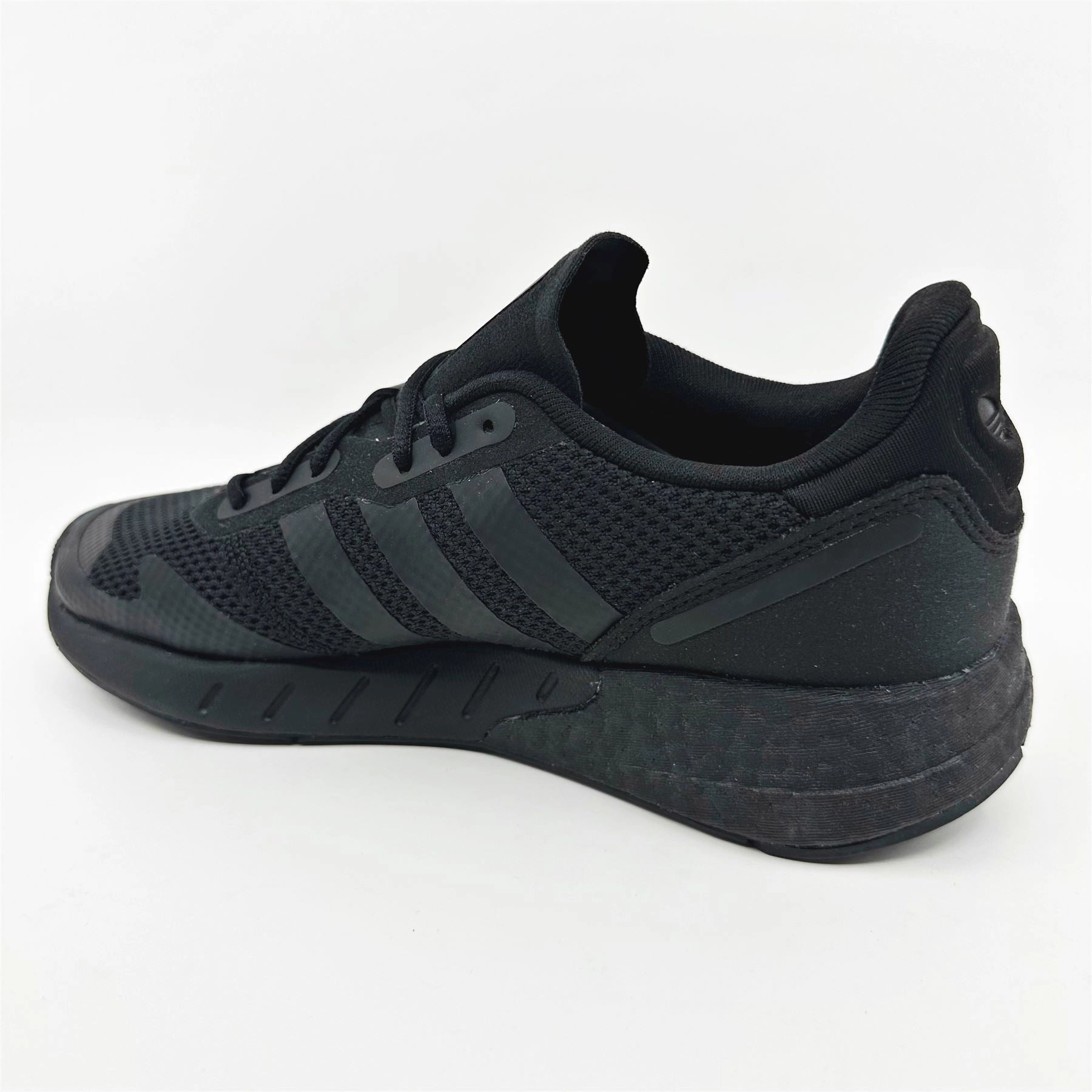 Walking Tennis Shoes Adidas ZX 1K Boost Triple Black Kids Size 6 Athletic Sneaker