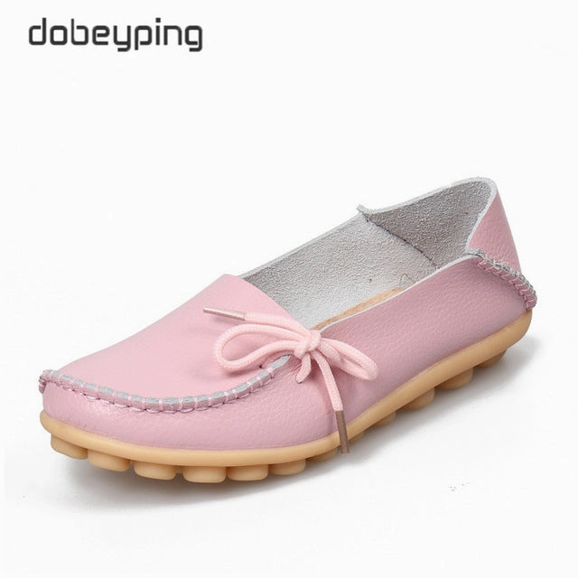 Skate Old Skool Gum New Moccasins Women Flats 2019 Autumn Woman Loafers Genuine Leather Female Shoes Slip On Ballet Bowtie Women's Shoe Size 35-44