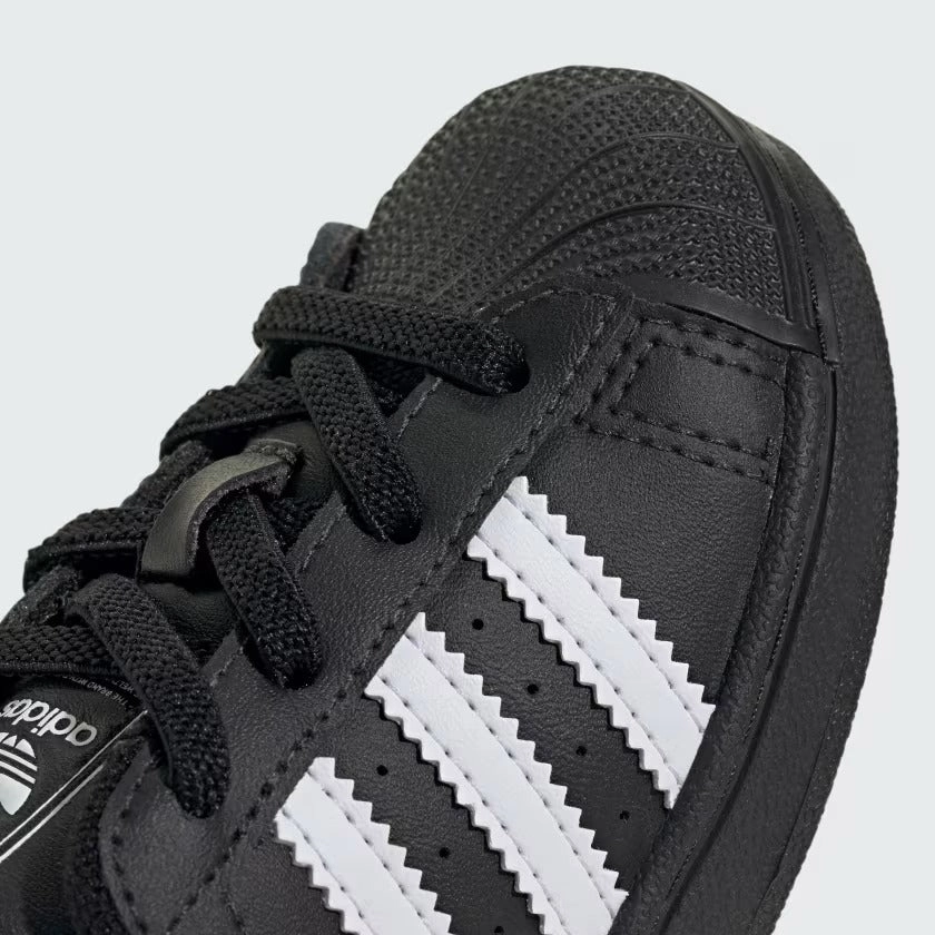 Infant's Adidas Superstar II Elastic Lace Shoes - Core Black Adidas Samba Running Shoe