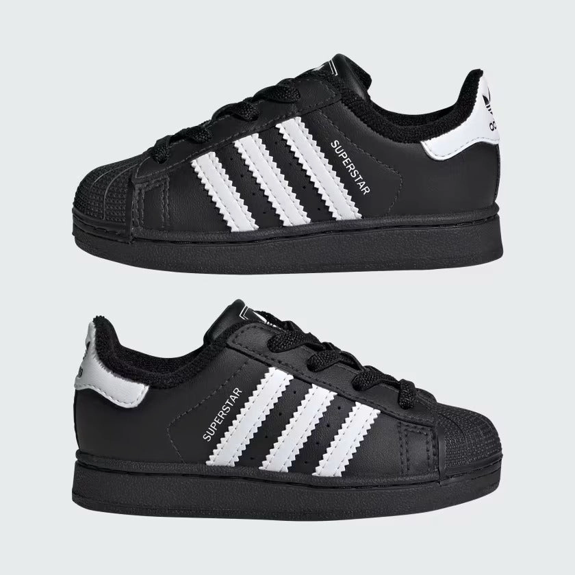 Adidas Original Vintage Shoes Infant's Adidas Superstar II Elastic Lace Shoes - Core Black