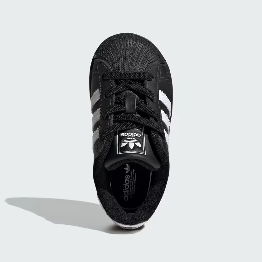 Infant's Adidas Superstar II Elastic Lace Shoes - Core Black Adidas Retro Skate Shoes