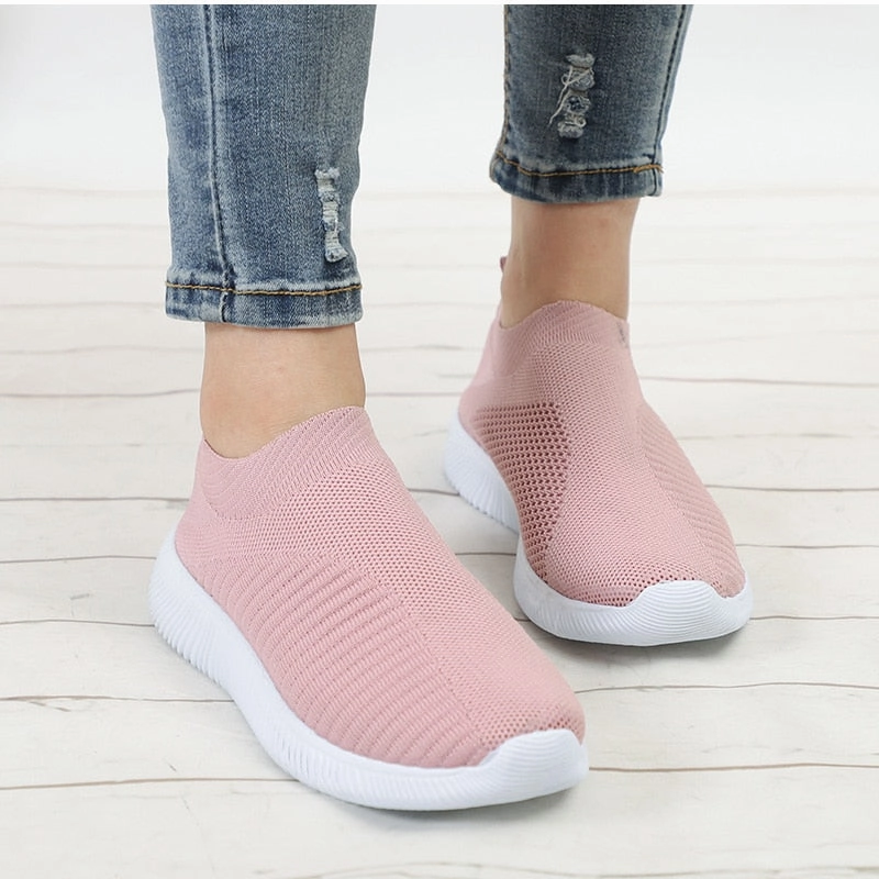 Air Mesh Soft Female Knitted Vulcanized Shoes