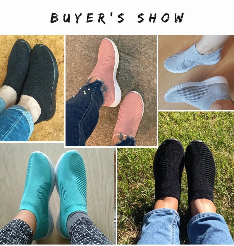 Air Mesh Soft Female Knitted Vulcanized Shoes