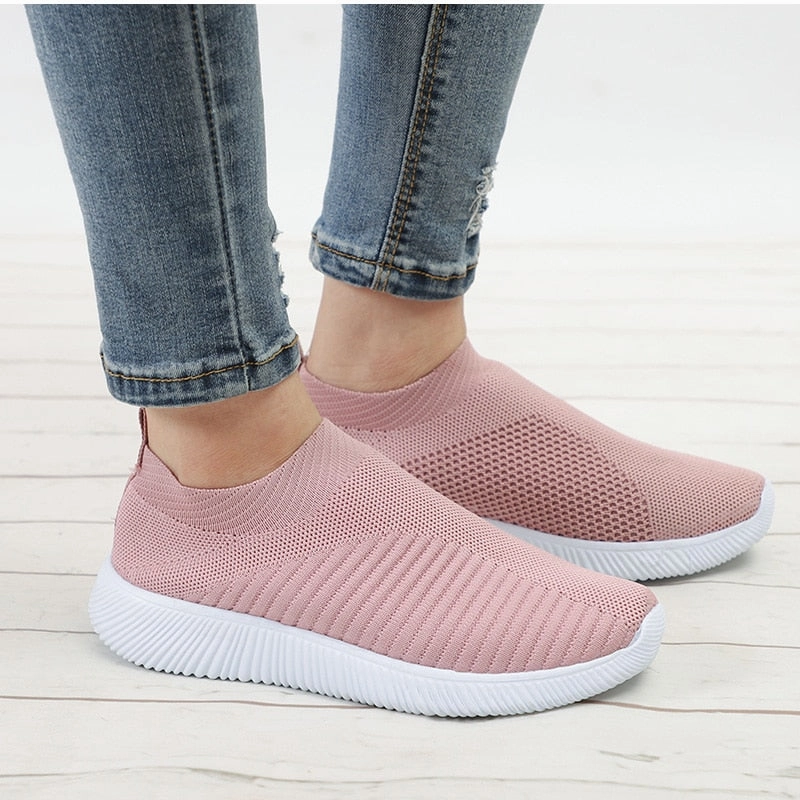 Air Mesh Soft Female Knitted Vulcanized Shoes