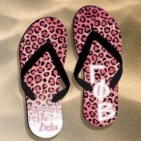 Flip Flop Spanish Gamma Phi Beta Cheetah Print Flip Flops - SBL100 - SUB