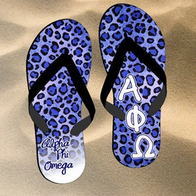Alpha Phi Omega Cheetah Print Flip Flops - SBL100 - SUB Punk Flip Flops