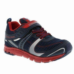 Running Shoes Of Tsukihoshi Velocity Navy Red Boys Running Shoes (Machine Washable)