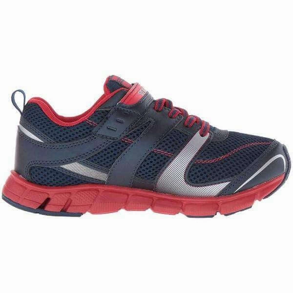 Running Shoes For Flat Feet Tsukihoshi Velocity Navy Red Boys Running Shoes (Machine Washable)