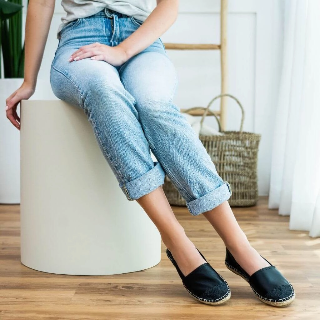 Classic Espadrille in Midnight Glitter Kendrick Logo And Leather Slip-on Espadrille