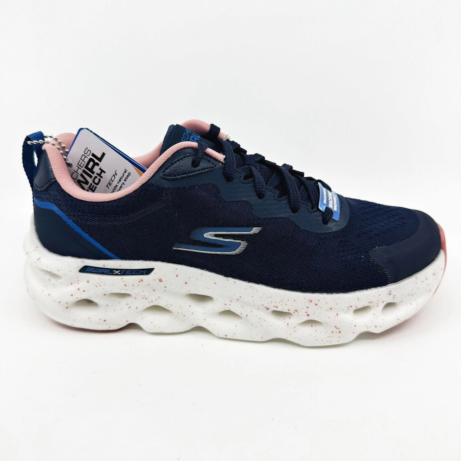 Skechers Go Run Swirl Tech Outbreak Navy Pink Womens Athletic Running Shoes Trail Running And Hiking Shoes