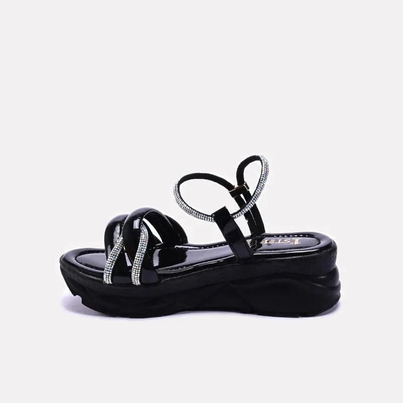 Baby Girls Black Chunky Sandals 0720822 Flat Shoes Lifting