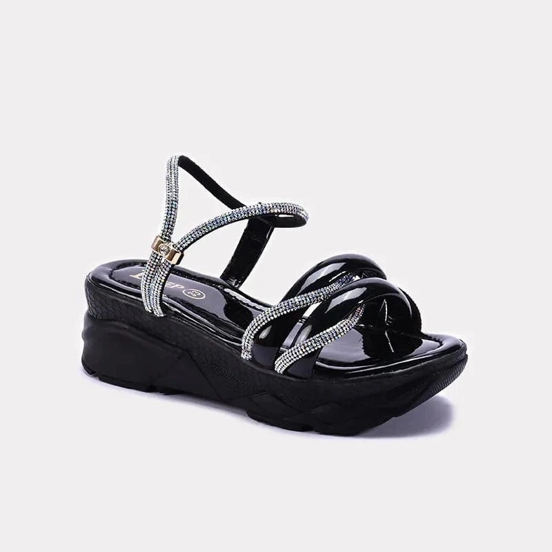 Baby Girls Black Chunky Sandals 0720822 Flat Base Shoes