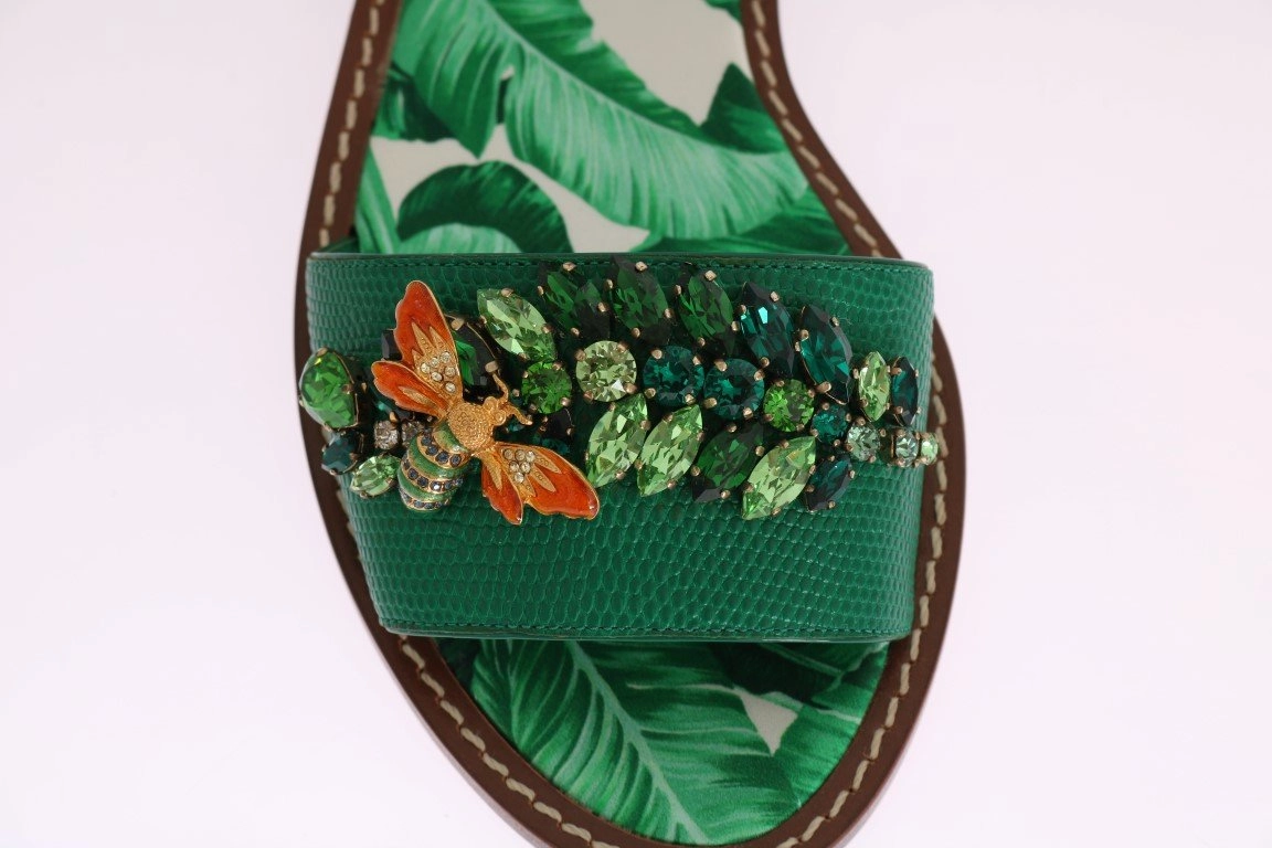 Flat Shoes For Wide Feet Banana Leafs Crystal Flats Sandals