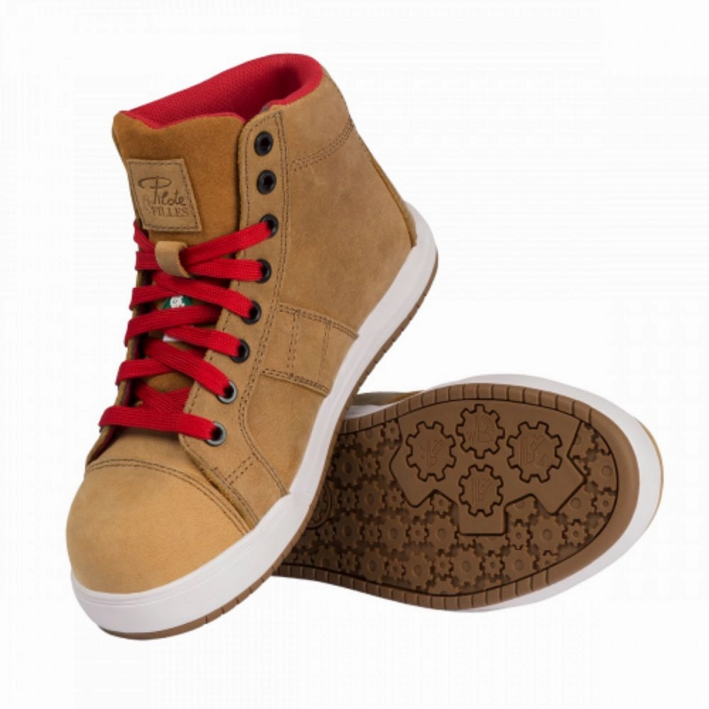 Toe Box Waterproof Hiking Shoes P&F PF690 Women's MID Composite Toe Leather Athletic Work Shoes - Khaki