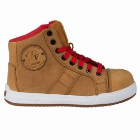 Arch Fit Waterproof Shoes P&F PF690 Women's MID Composite Toe Leather Athletic Work Shoes - Khaki