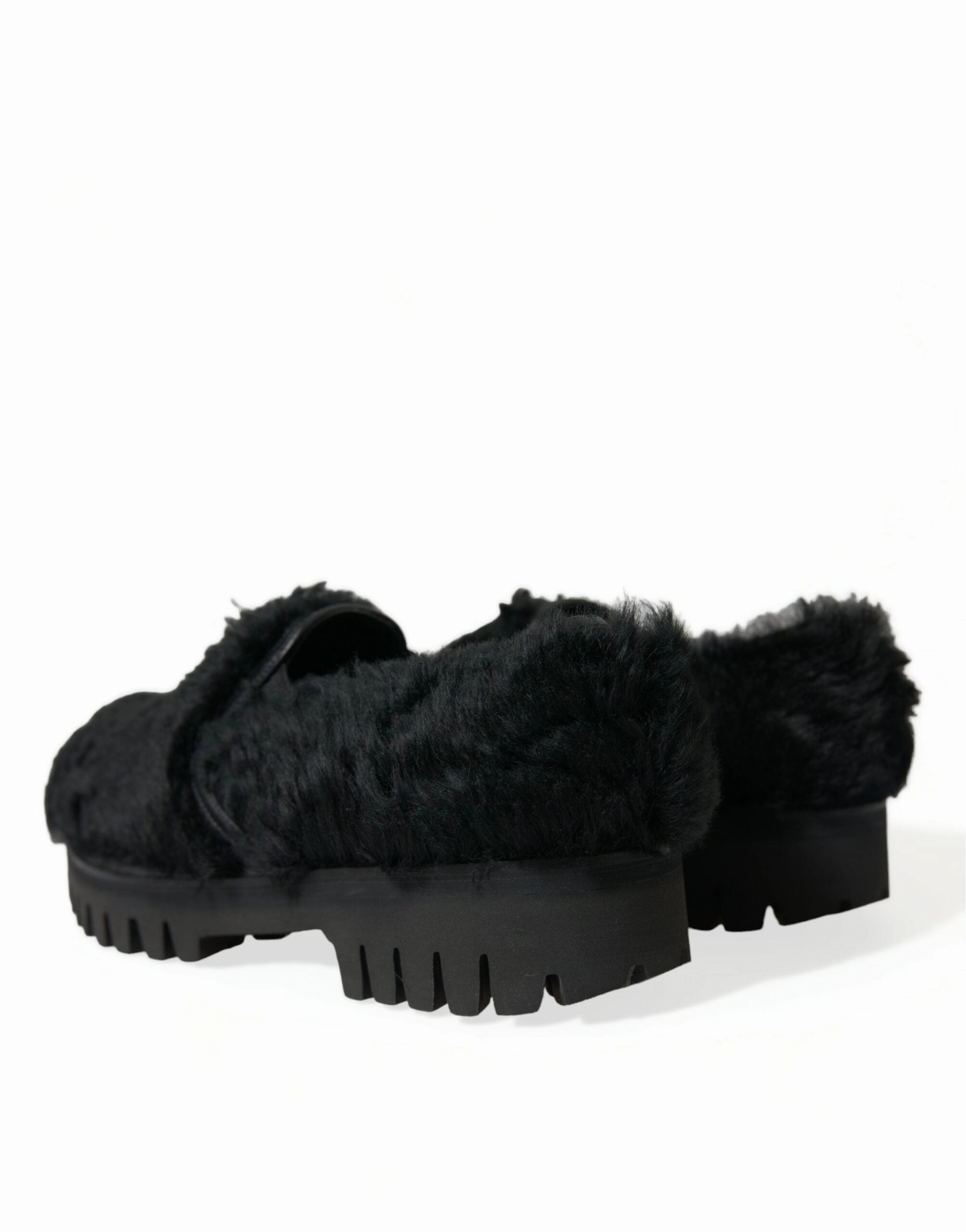 Bedroom Athletics Slippers Black Fur Leather Slippers Dress Shoes