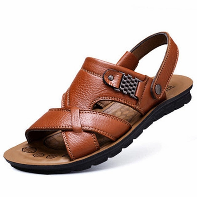 Big Size 48 Men Genuine Leather Sandals Summer Classic Men Shoes Slippers Soft Sandals Men Roman Comfortable Walking Footwear Best Walking Shoes For Flat Feet And Pronation