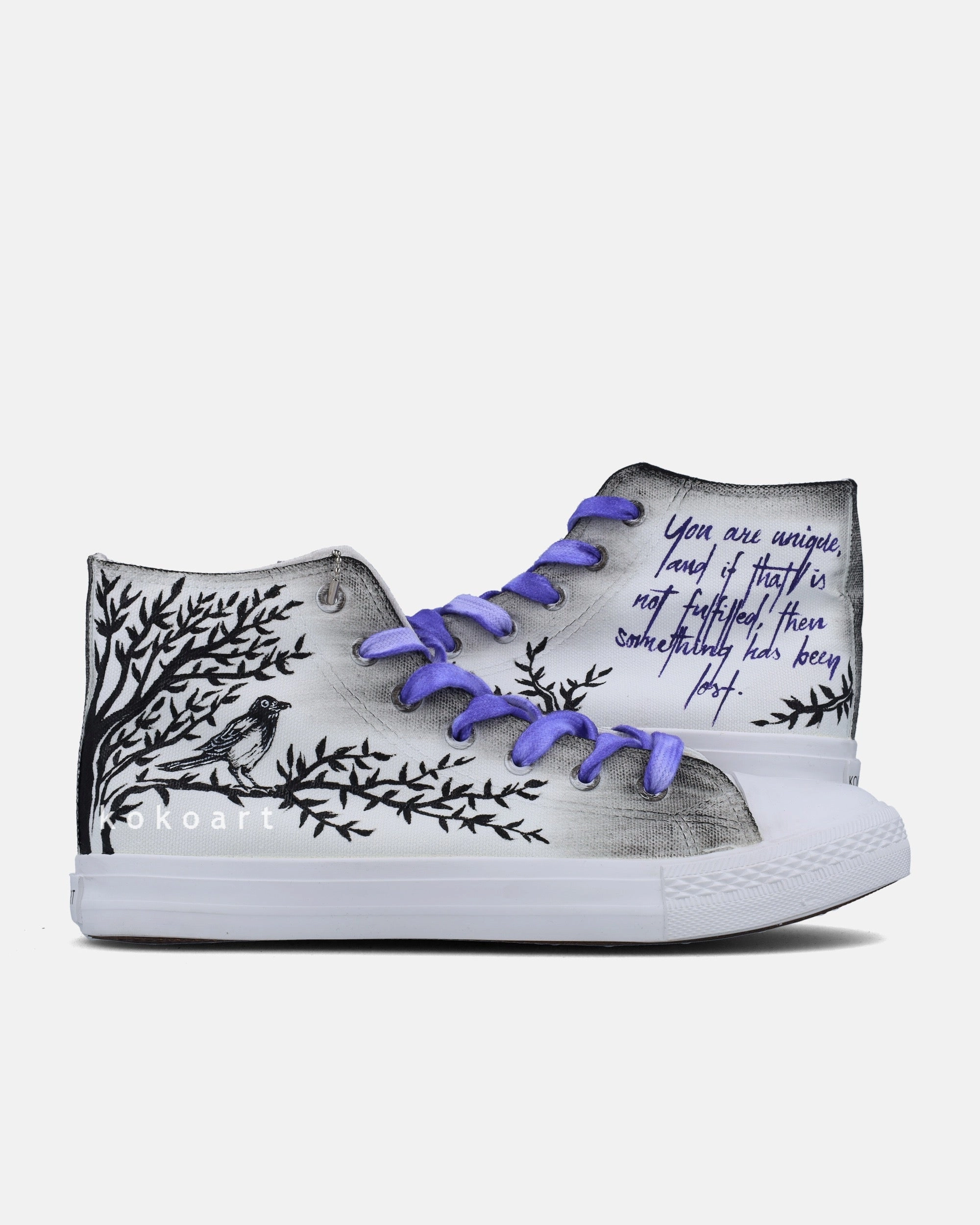 Best Waterproof Road Running Shoes Bird Illustration with Quote Hand Painted Shoes