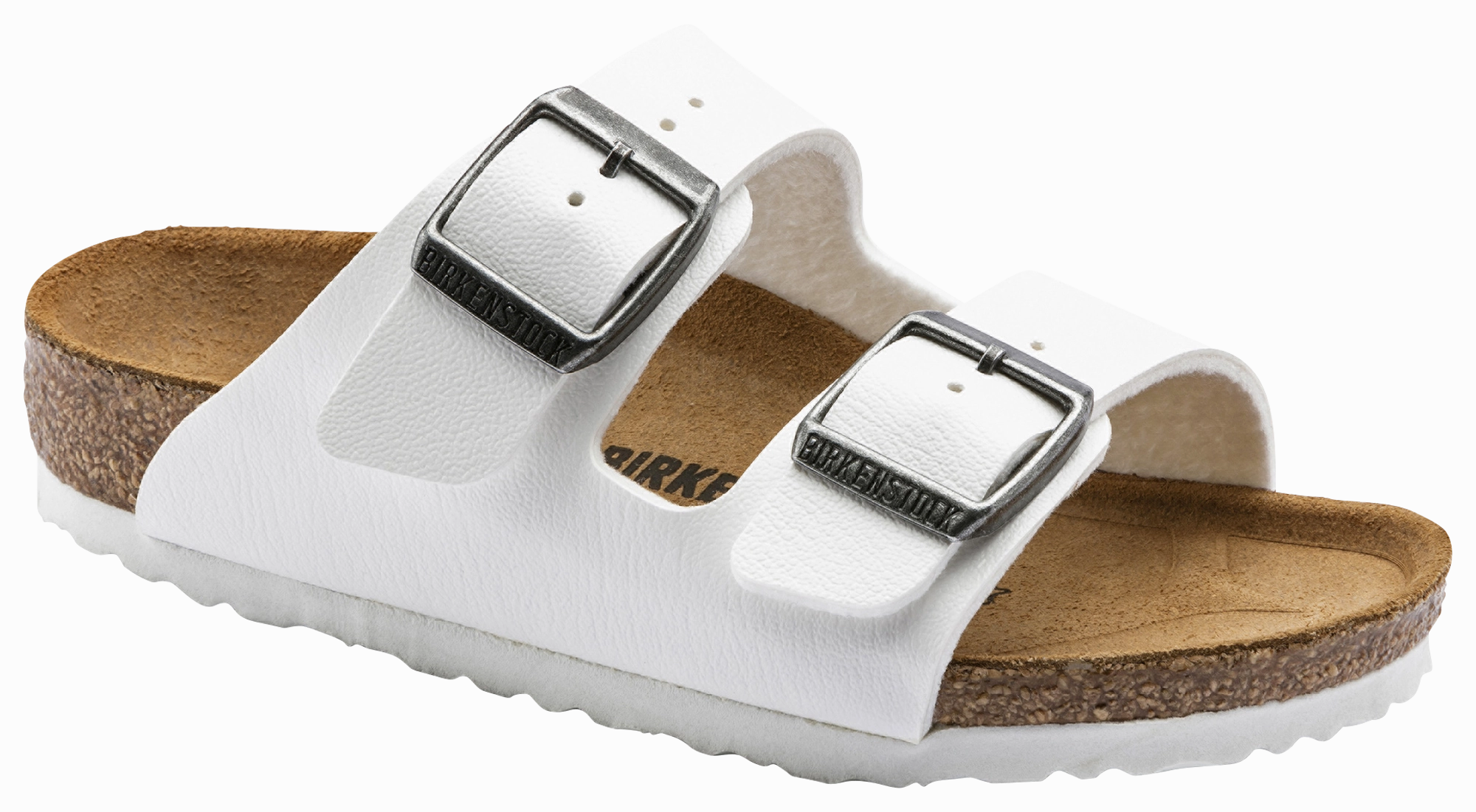 Shop Walk These Birkenstock Kids Arizona Birko-Flor White - Narrow