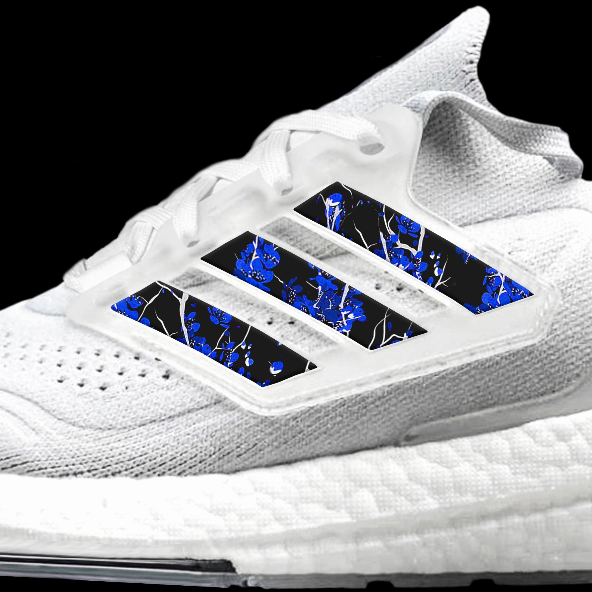 Black/Blue Sakura Stripes for Ultra Boost 22 / 21 Copa Adidas Soccer Shoes