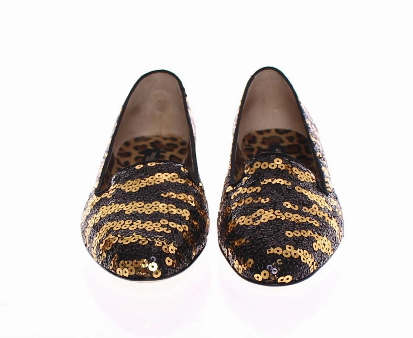 Wedding Flats Shoes Black Gold Sequined Ballet Flat Shoes