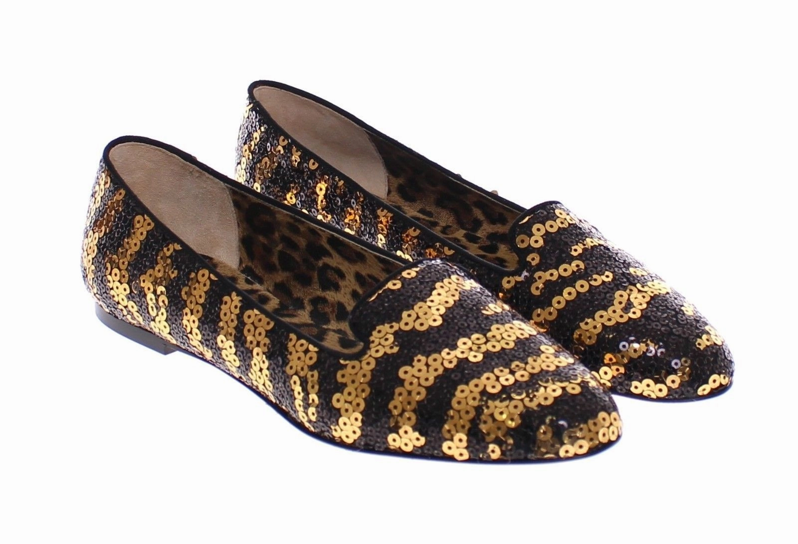 Flat Shoes High Heels Black Gold Sequined Ballet Flat Shoes