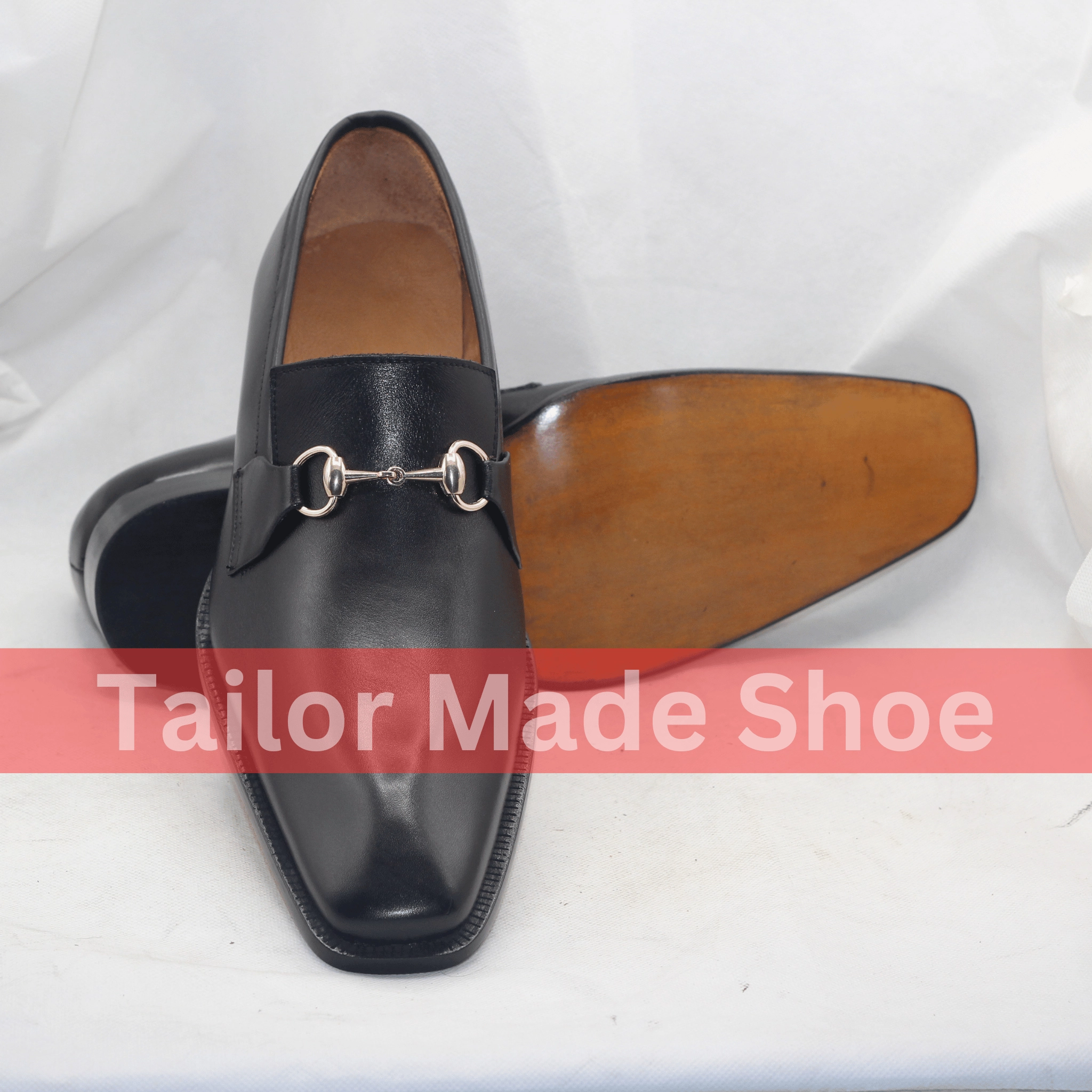 Black Italian-Style Leather Loafers with Gold-Tone Buckle Accent Handcrafted Mens Black Slip-On Loafers with Gold Hardware Tall Heel Boots