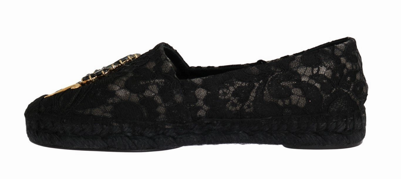 Black Lace Crystal Espadrilles Shoes Good Shoes For Flat Footed People