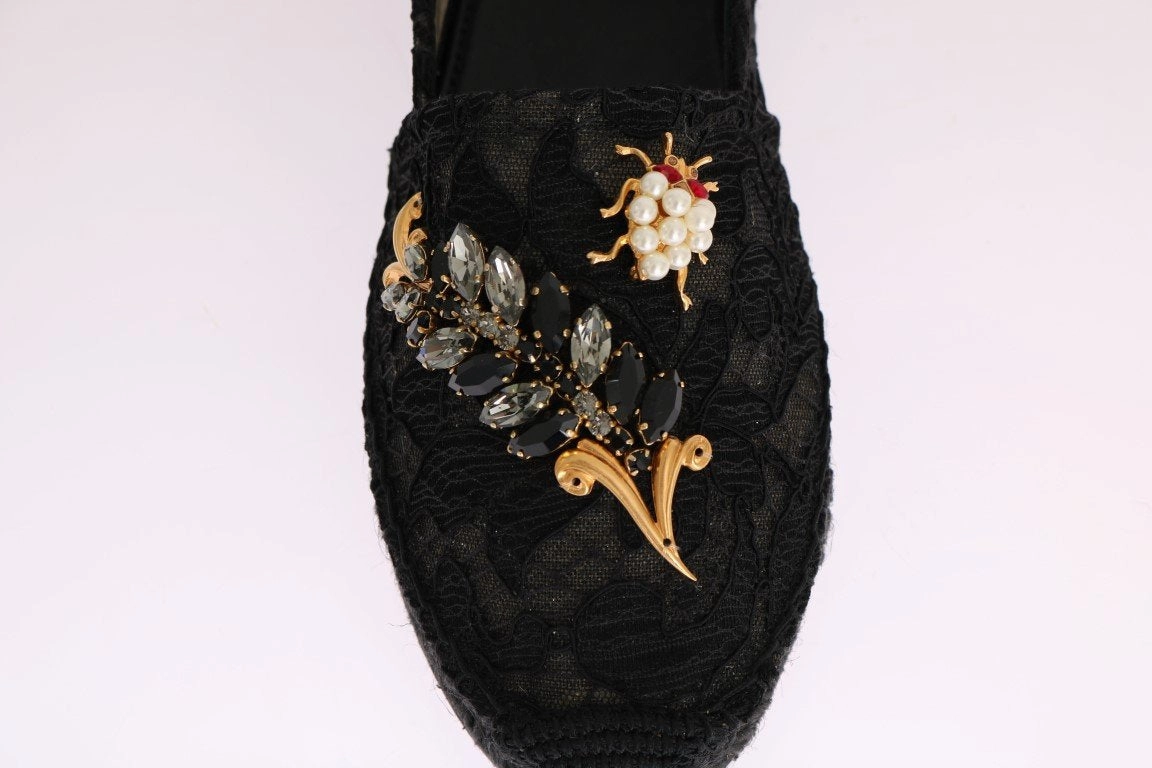Black Lace Crystal Espadrilles Shoes Shoe Insert For Flat Feet
