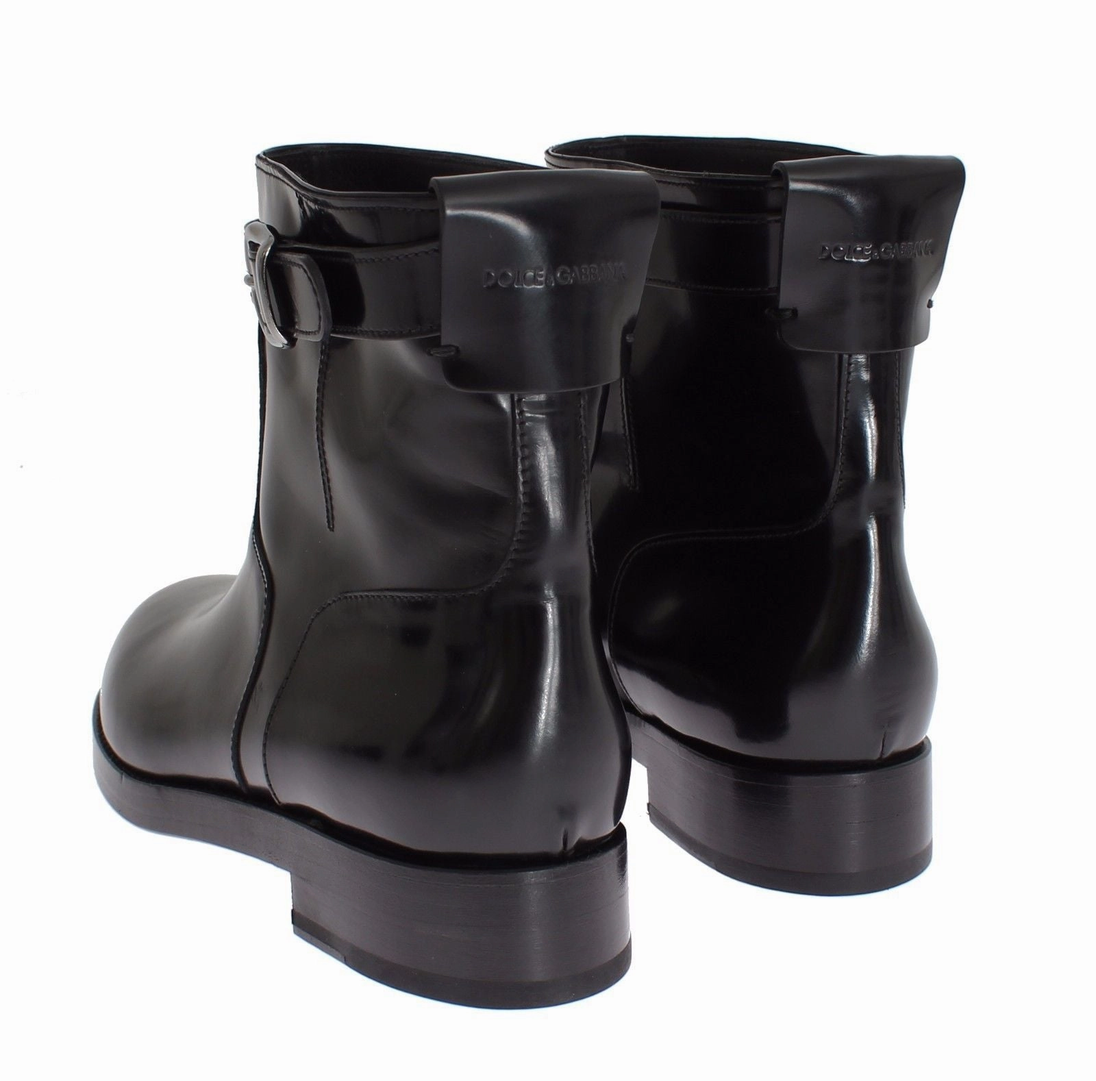 Flat Shoes Vending Machine Black Leather Mid-Calf Flat Boots Shoes