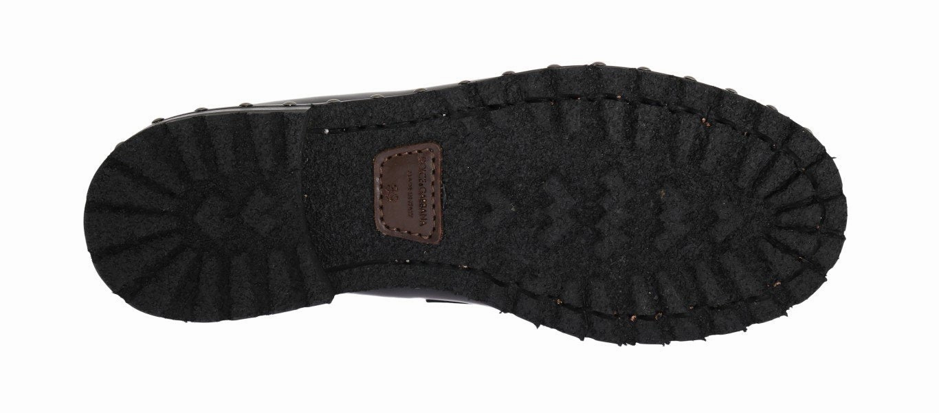 Pointed Shoes Black Leather Platform Loafers