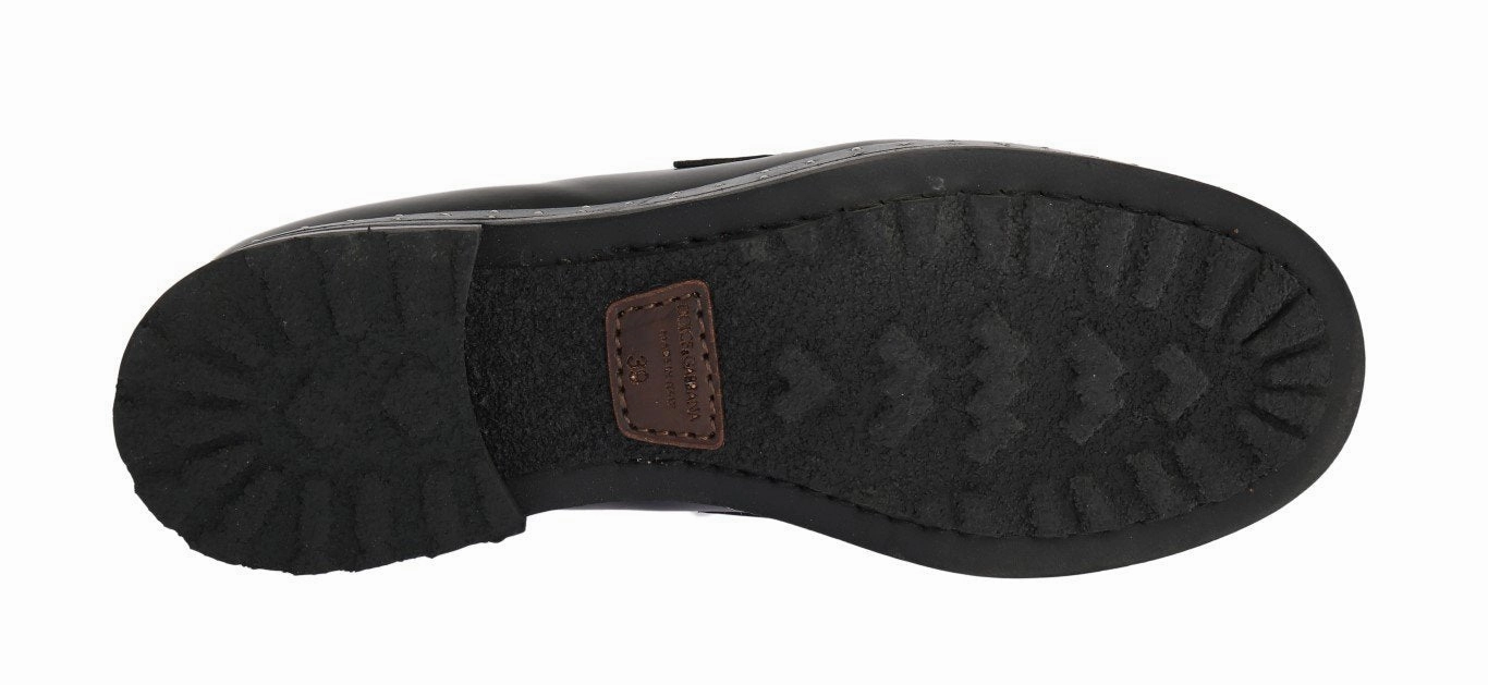 Flat Feet Nursing Shoes Black Leather Platform Loafers