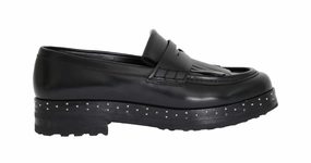 Dress Shoes For Wide Flat Feet Black Leather Platform Loafers