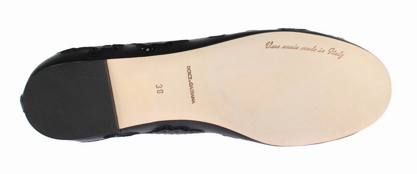 Flat Shoes Shein Black Leather Ricamo Ballet Flat Shoes