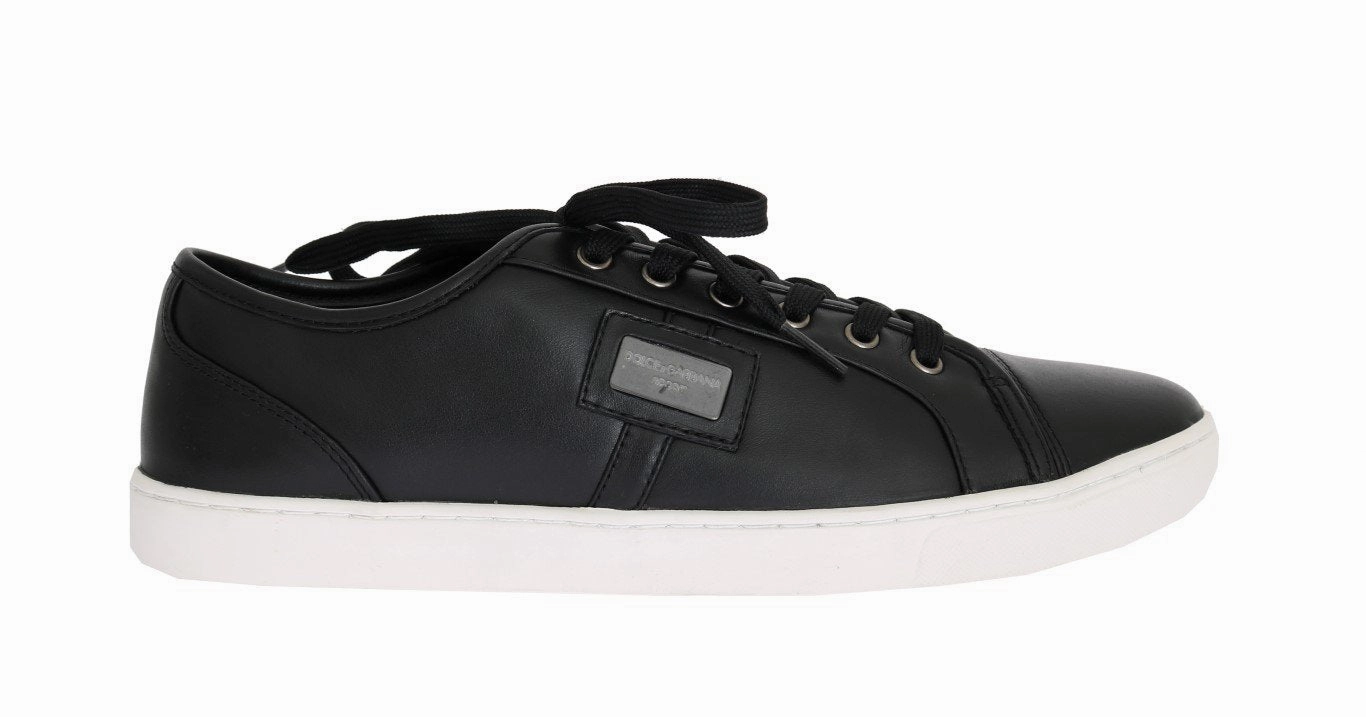 Black Leather Sport Gym Casual Sneakers Best Comfortable Business Casual Shoes