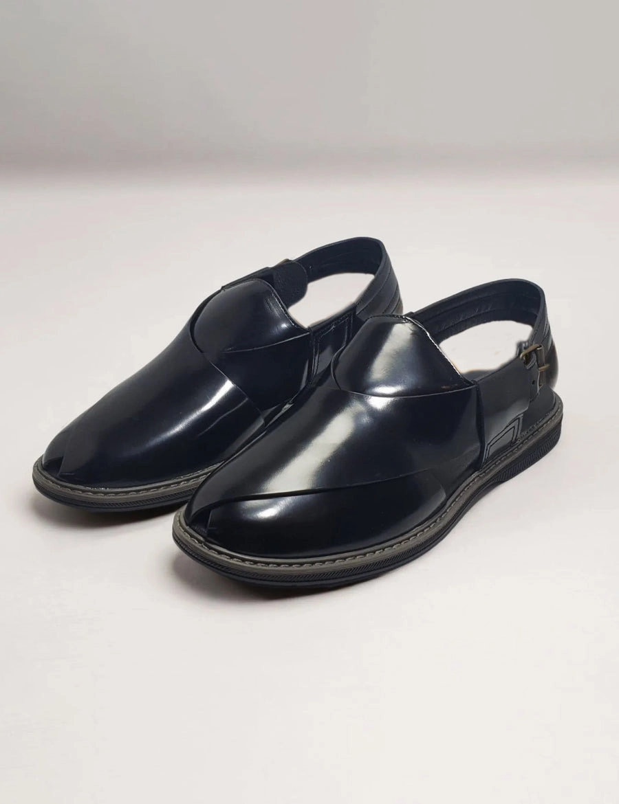 Black Rubber Sole peshawari Natural Sandals