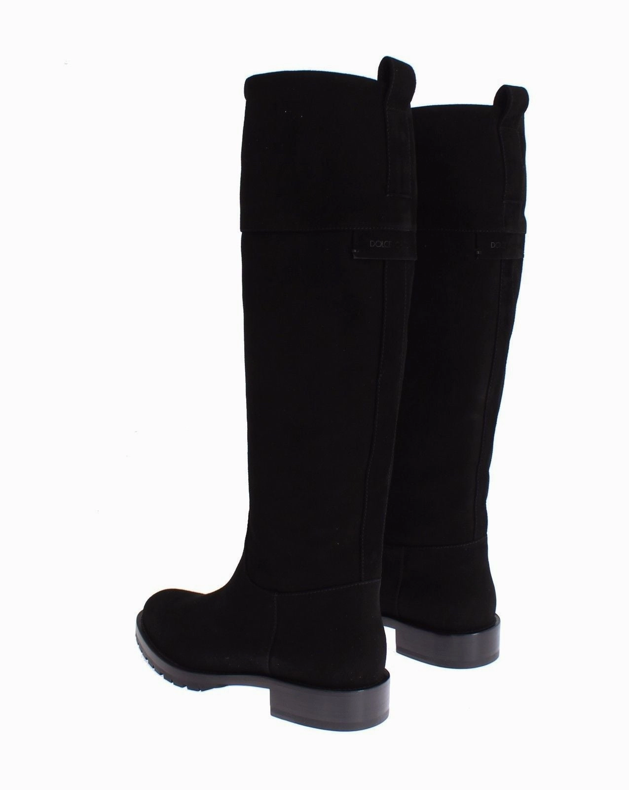 Black Suede Goatskin Flat Boots Sparkly Shoes Flats