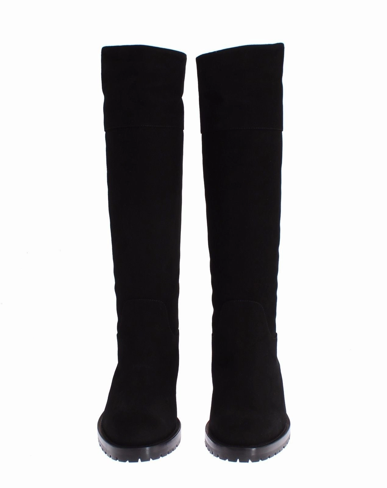 Black Suede Goatskin Flat Boots Flat Designer Bridal Shoes