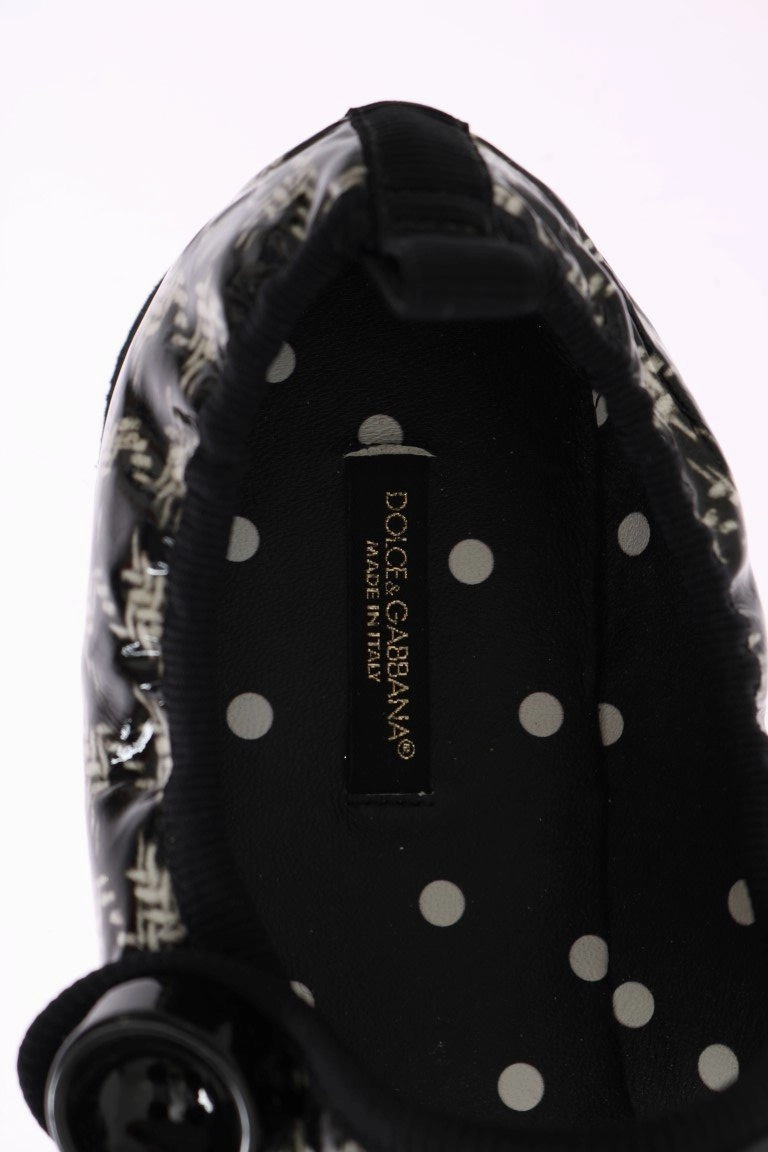 Flat Soled Golf Shoes Black White Patent Leather Ballerina Shoes